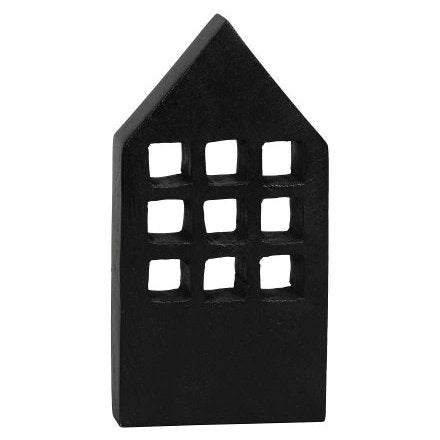 Black Wooden House Ornament 14cm