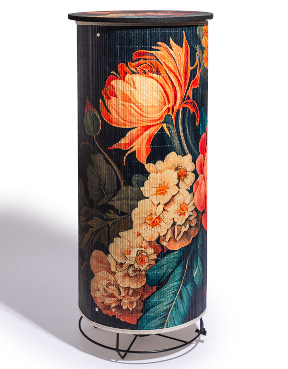 Floral Boho Bamboo Side Table 70cm