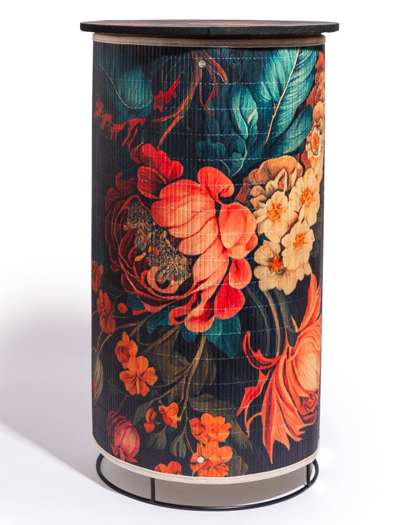 Floral Boho Bamboo Side Table 60cm