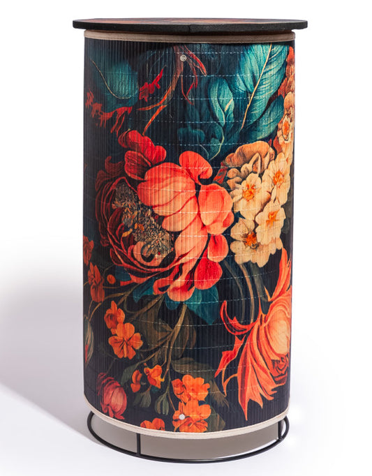 Floral Boho Bamboo Side Table 60cm