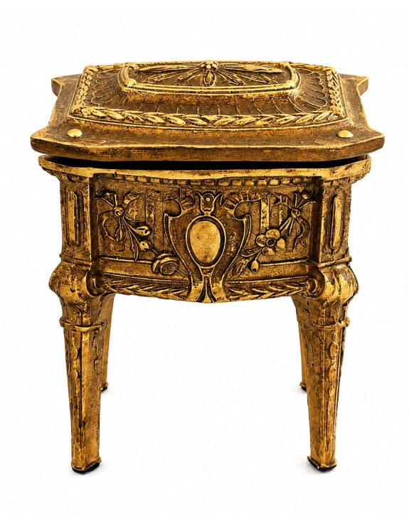 Antique Gold Ornate Dresser Storage / Trinket Box