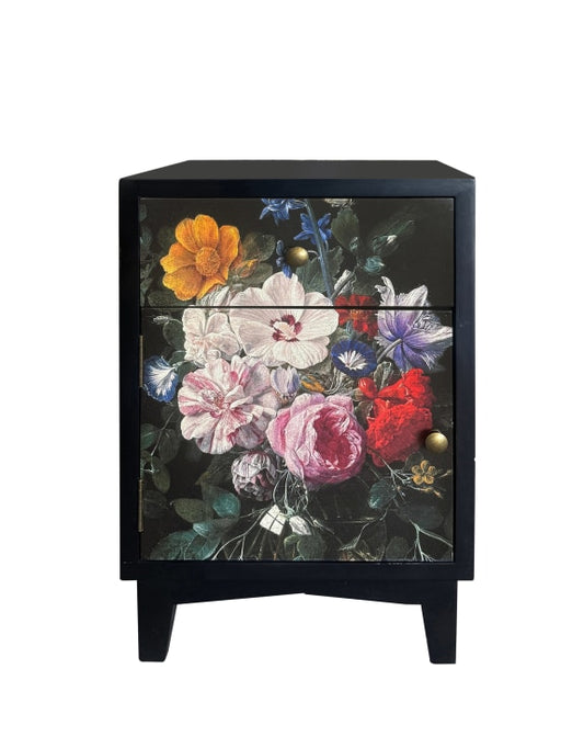 Boho Floral Side Table/Cabinet