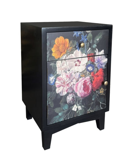 Boho Floral Side Table/Cabinet