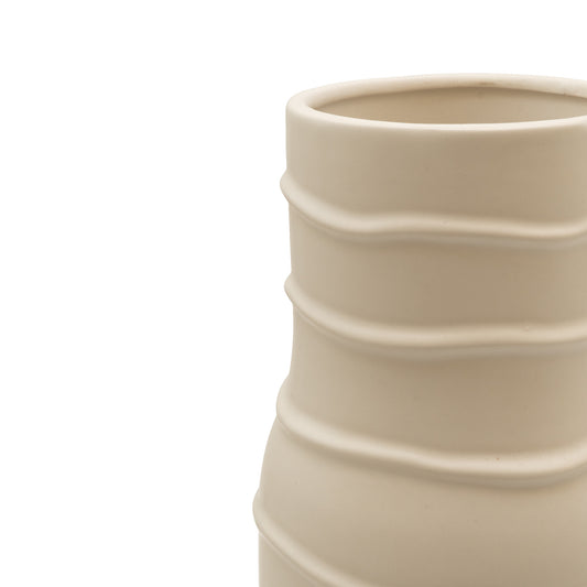 40cm Ceramic Conical Vase with Textured Bands