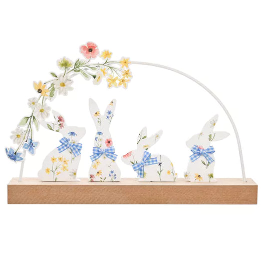 Bunny And Floral Arch Mantle Plaque