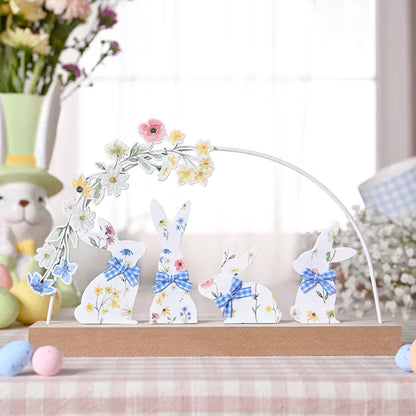 Bunny And Floral Arch Mantle Plaque