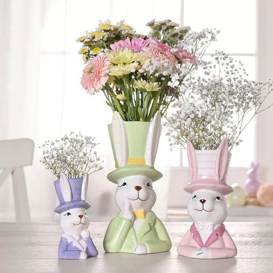 Bunny in Top Hat Planters