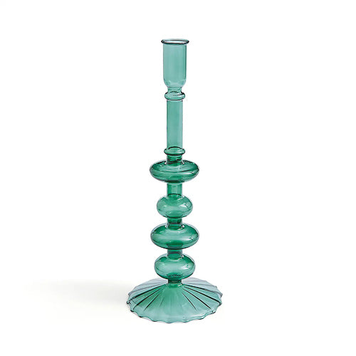Green Glass Bubble Taper Candle Holder 27.5cm