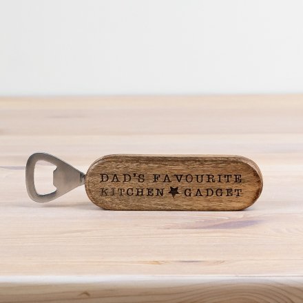 Wood Dads Favourite Kitchen Gadget Bottle Opener, 18cm