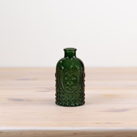 Green Fleur De Lis Bottle, 12.5cm
