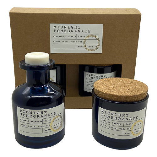 Candle and Diffuser Gift Set - Midnight Pomegranate Scent