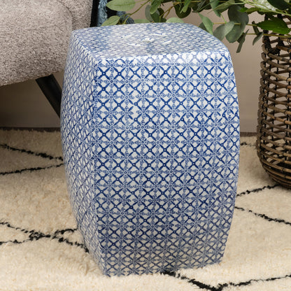 40cm Square Porcelain Table Blue and White