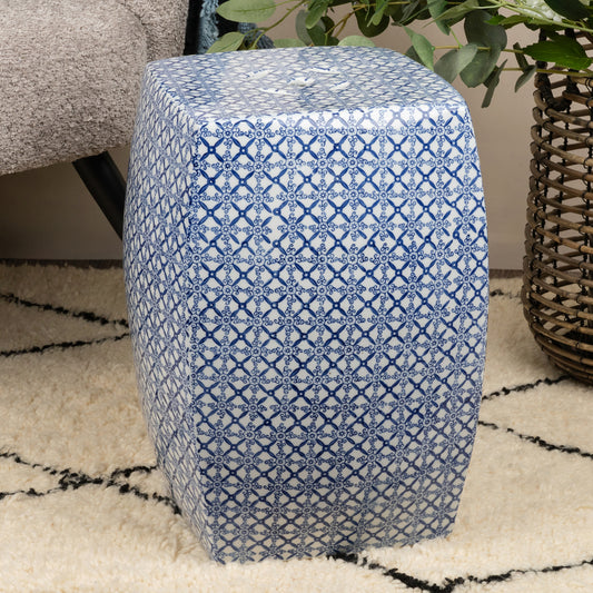 40cm Square Porcelain Table Blue and White