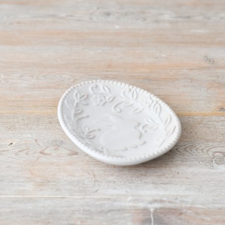 Rabbit Flower Embossed Dish 10cm