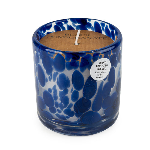 Navy & Clear Glass Candle - Black Pomegranate