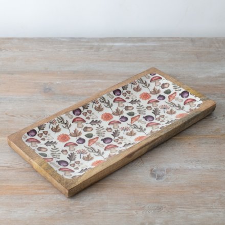 Autumnal Mushroom Serving Tray, 30cm