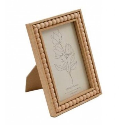 18cm Light Wood Bead Photo Frame