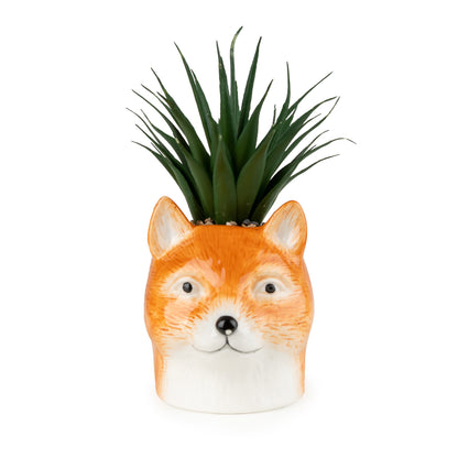 Ceramic Fox Head Shaped Faux Plant