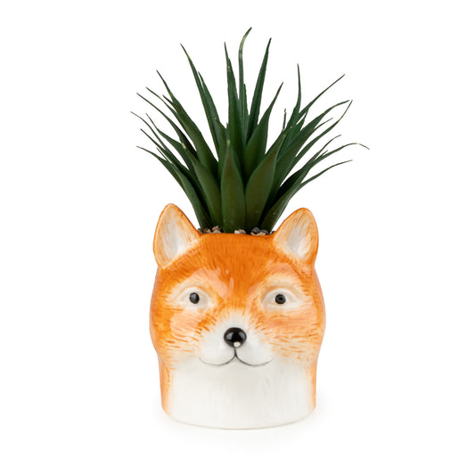 Ceramic Fox Head Shaped Faux Plant