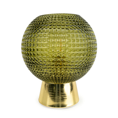 Green & Gold Glass Led 21cm Ball Lamp