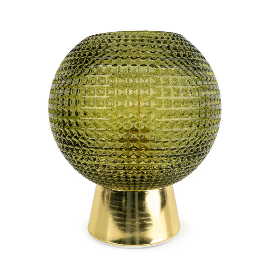Green & Gold Glass Led 21cm Ball Lamp