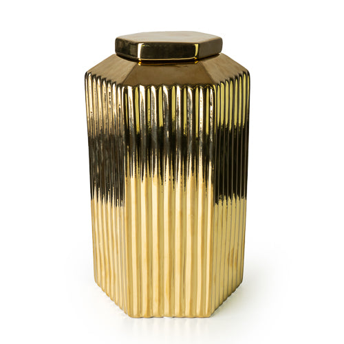 25cm Ginger Jar Gold Textured Lines