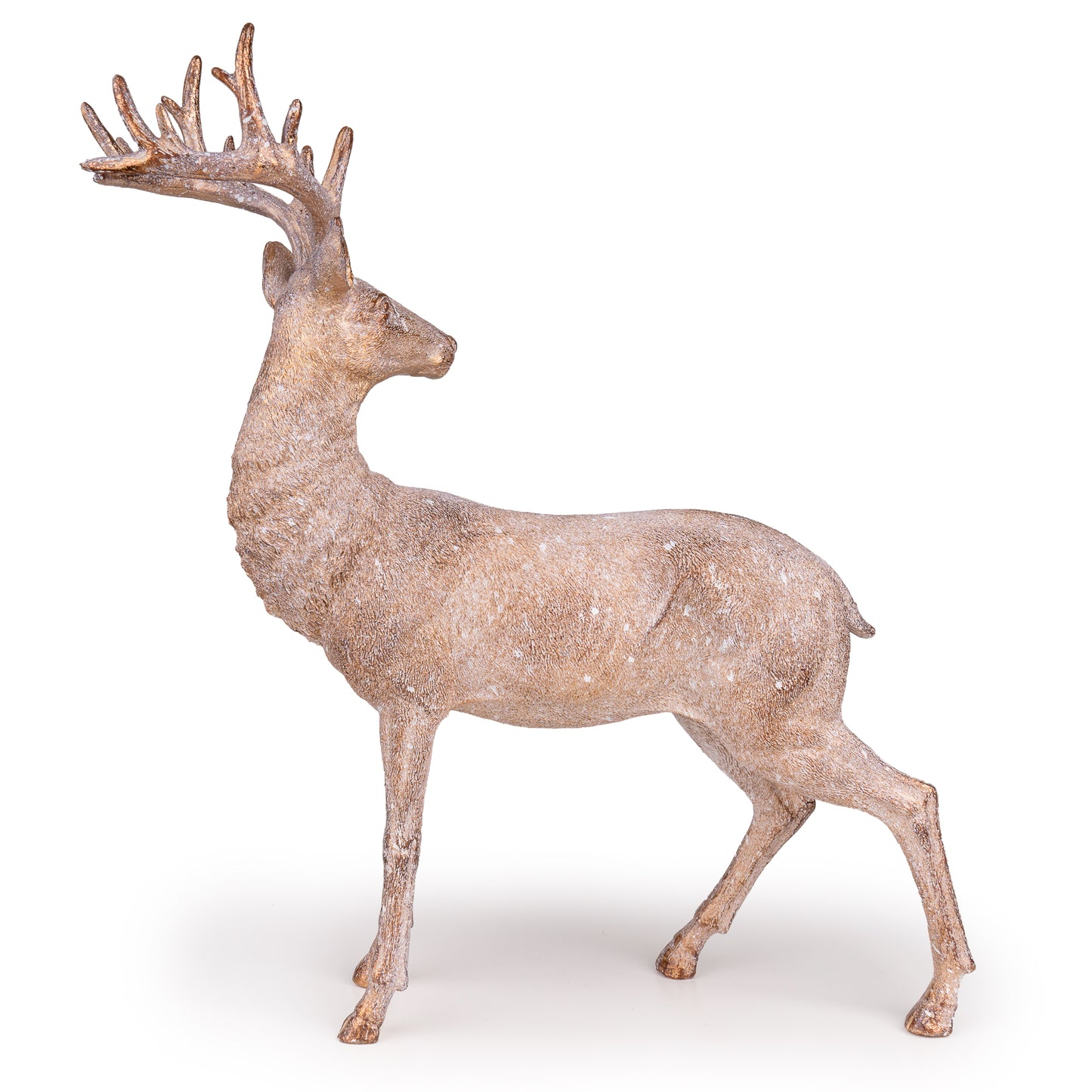 42cm Brushed Gold Standing Stag Ornament