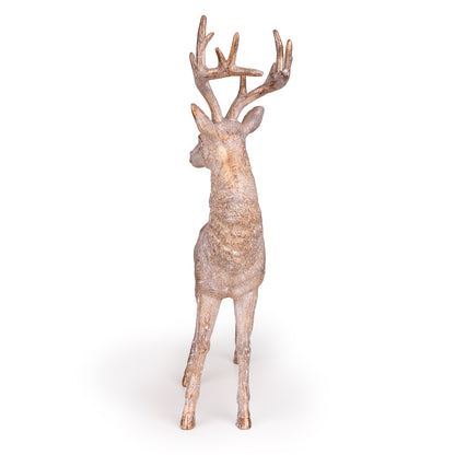 42cm Brushed Gold Standing Stag Ornament