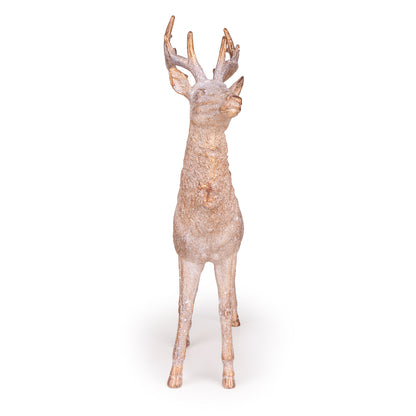 43cm Brushed Gold Standing Stag Ornament - Looking Forward