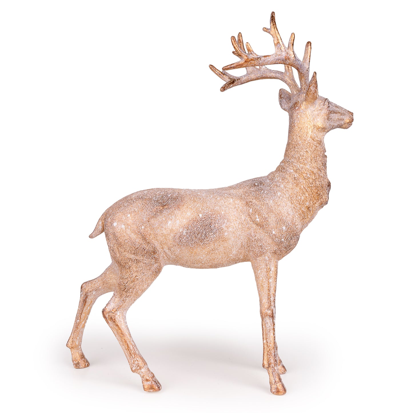 43cm Brushed Gold Standing Stag Ornament - Looking Forward