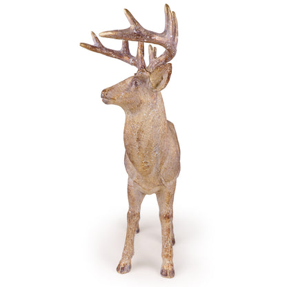 Large 80cm Brushed Gold Standing Stag Ornament