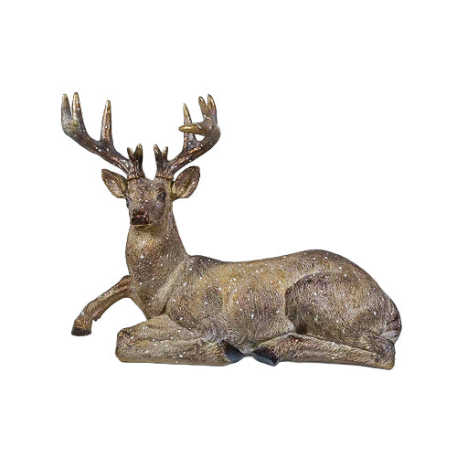 Large 70cm Brushed Gold Laying Stag Ornament