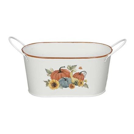 Autumnal Oval Bowl Planter, 19.5cm Pumpkins