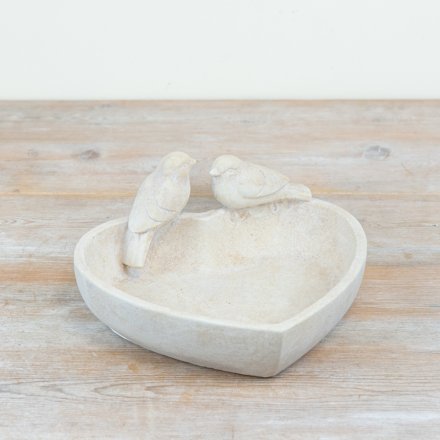 Heart Bird Bath & Feeder/Trinket Dish, 18cm