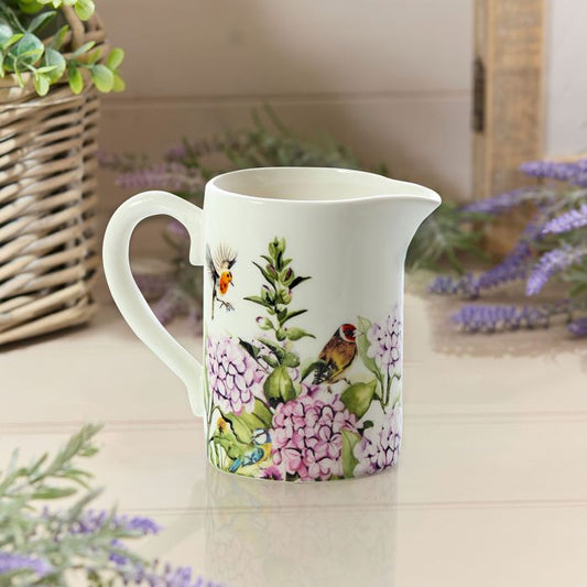 Ceramic Floral Feathered Bird Jug Full Wrap