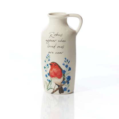 Robins Forget Me Not Vase White Ceramic Robins Appear