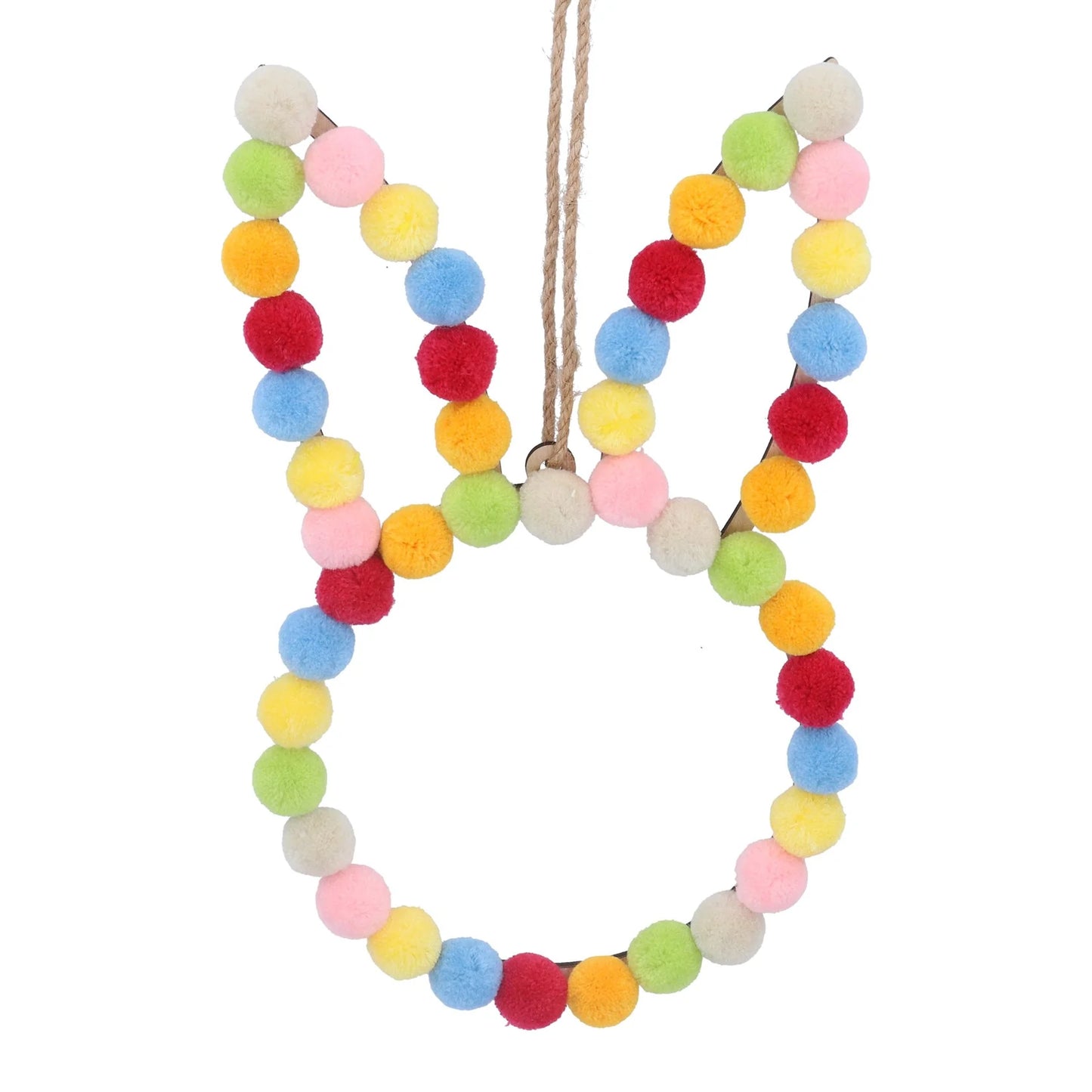Gisela Graham - Bright Pom Pom Bunny Head Decoration Large
