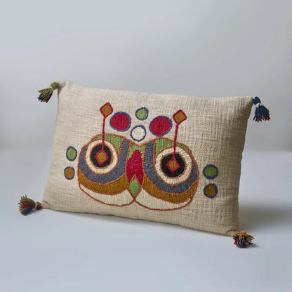 Symmetrical Embroidered Cushion with Filler