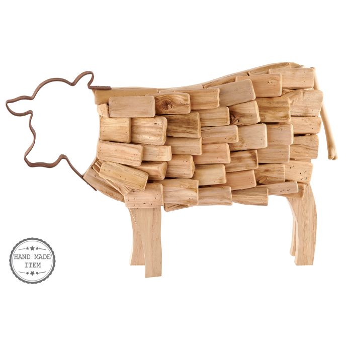 Driftwood Cow Ornament with Wire Head