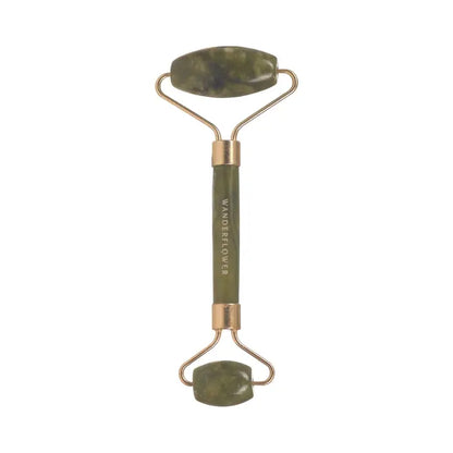 Jade Facial Roller & Headband Set - Green & White