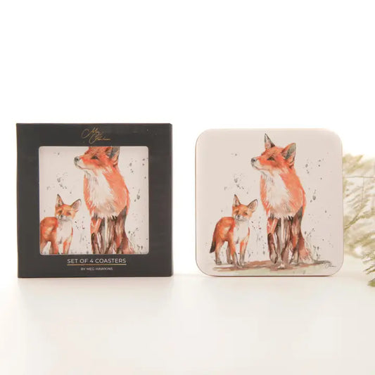 Meg Hawkins The Den - Fox Watercolour Design Coasters