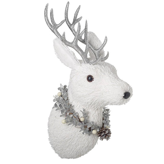 White Deer Head With Silver Antlers