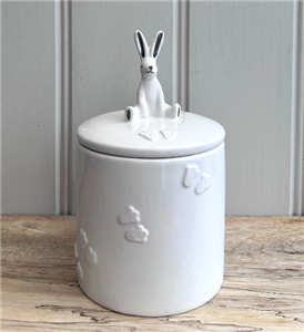 White Ceramic Bunny Jar 16cm
