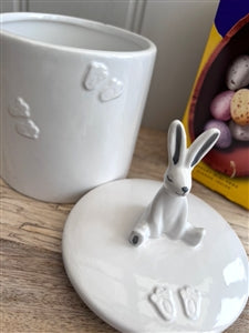 White Ceramic Bunny Jar 16cm