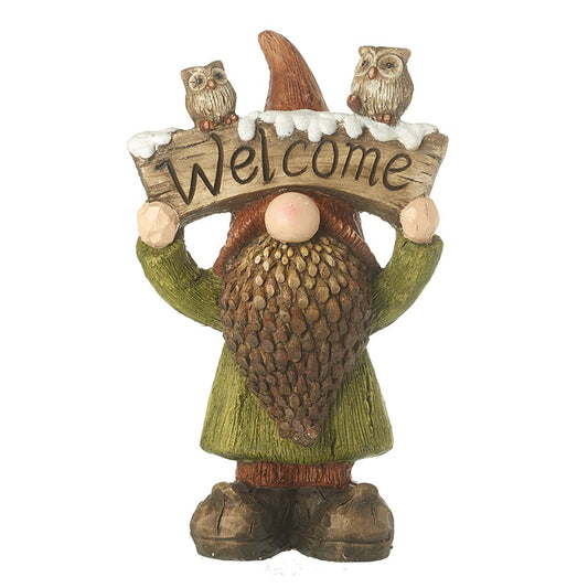 Large Autumn & Winter Welcome Sign Gonk With Owls