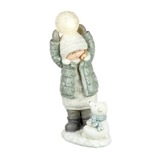 Girl With Polar Bear And Light Up Ball