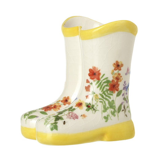 Mini 10cm Floral Ceramic Welly Vase