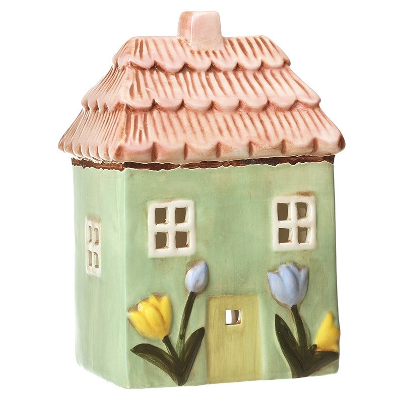 Ceramic Floral Tulip House Tealight Holder 17.5cm