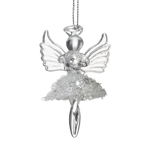 Glass Hanging Angel Holding Heart