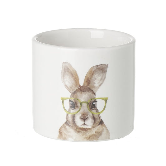 6.5CM Ceramic Pot With Hare Wearing Glasses